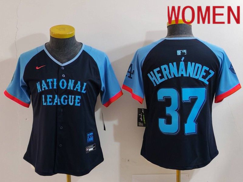 Women Los Angeles Dodgers #37 Hernandez Blue All star 2024 Nike MLB Jersey style 1->women mlb jersey->Women Jersey